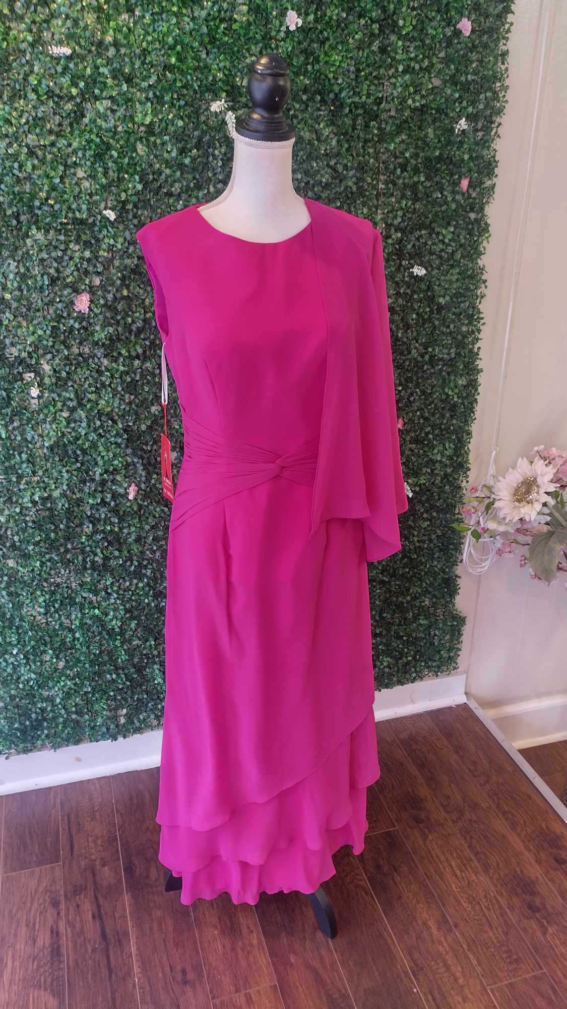 Hot pink formal dress with jacket