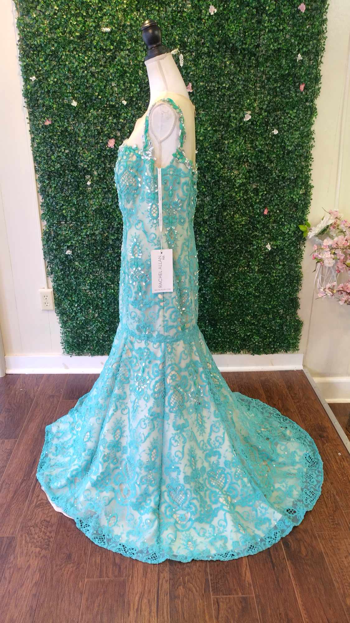 Rachel Allan Aqua mermaid prom dress