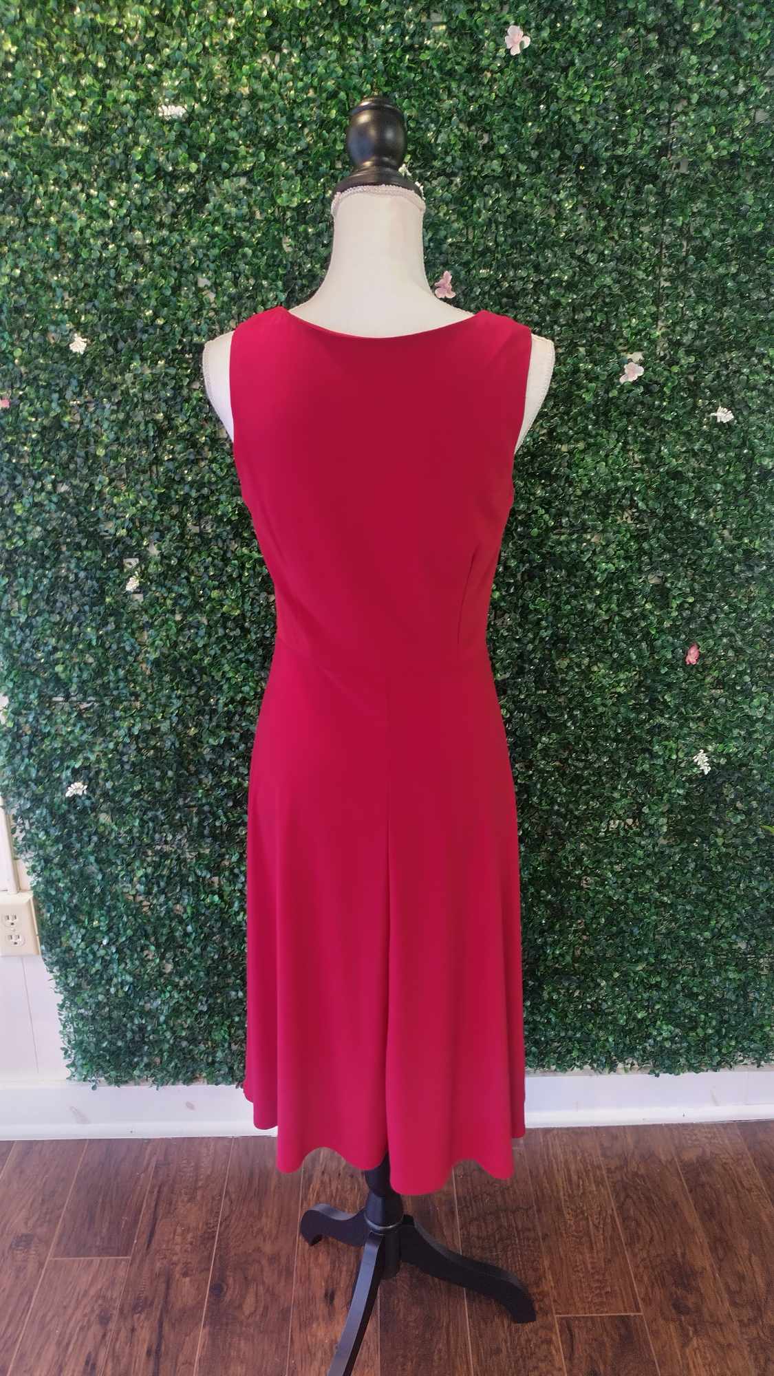 Red tea length formal dress