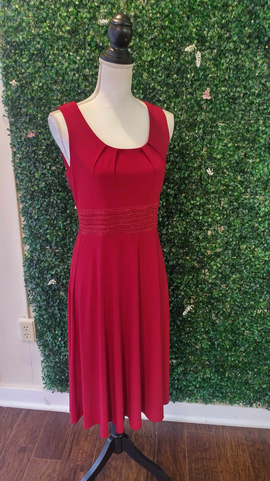 Red tea length formal dress