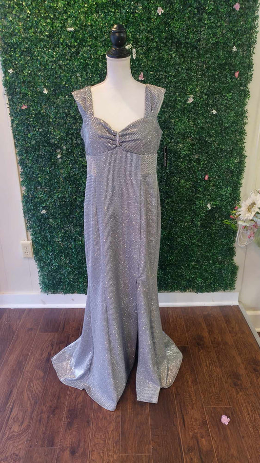 R & M Richards silver sparkle formal dress