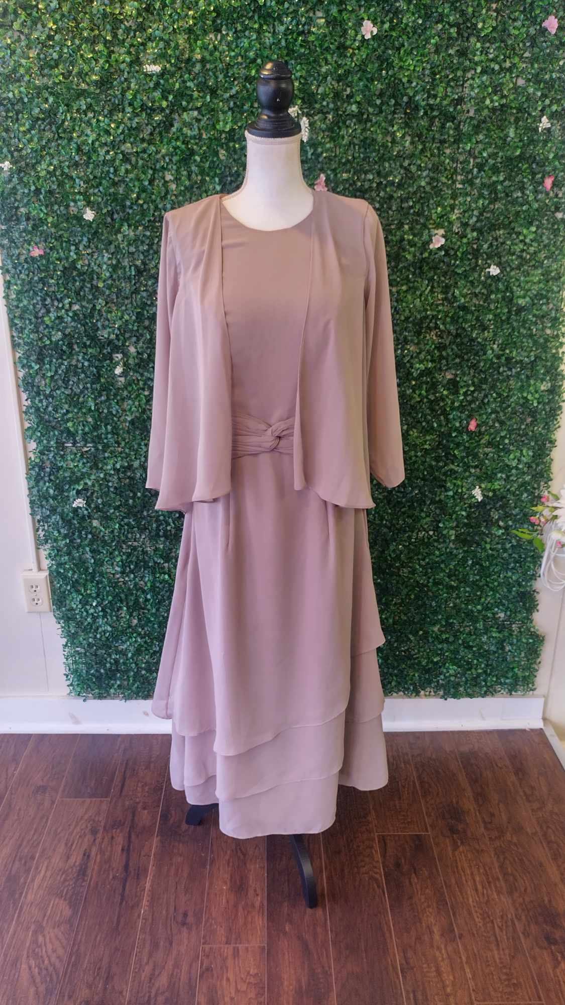 Taupe formal dress with jacket