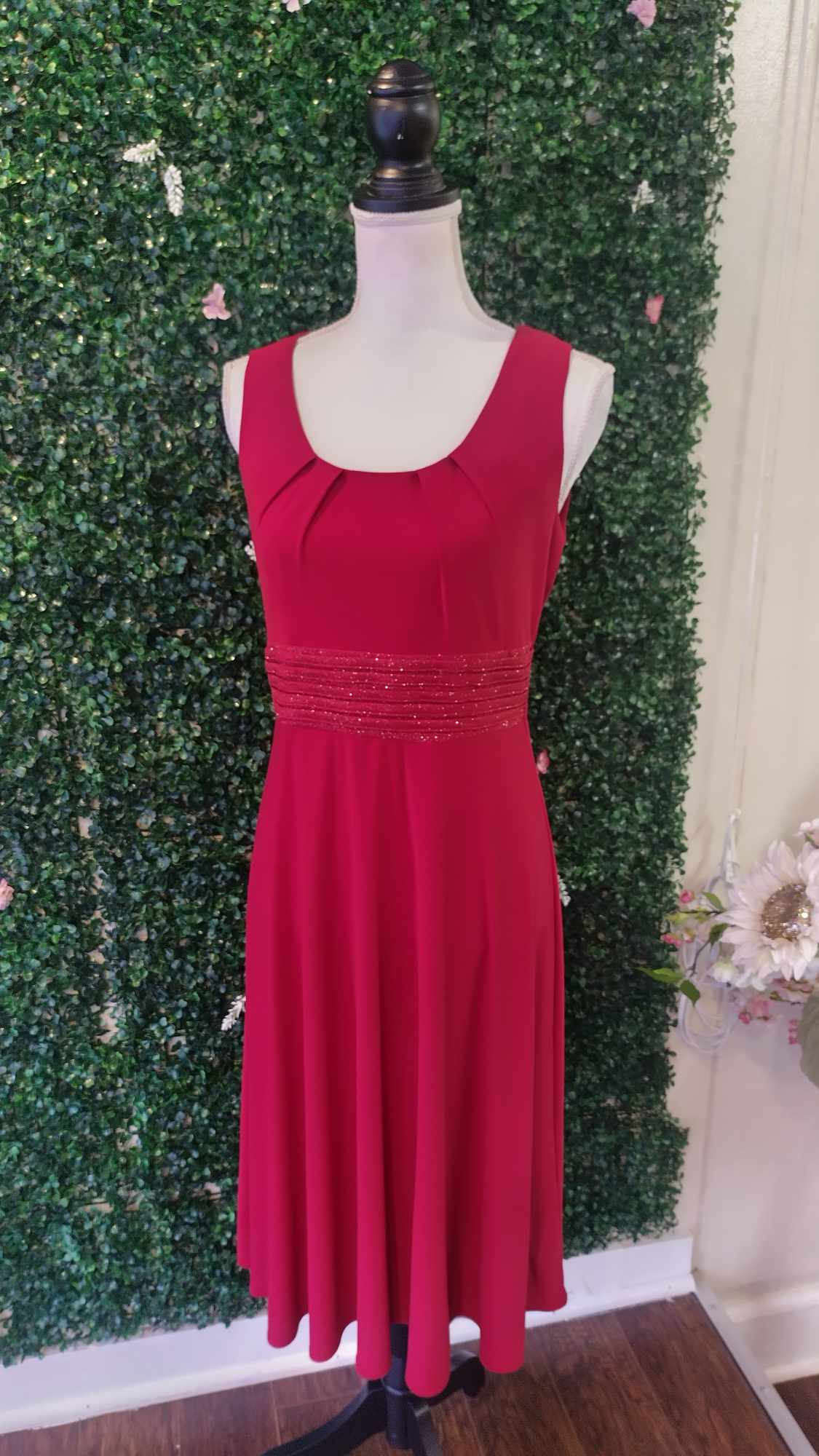 Red tea length formal dress