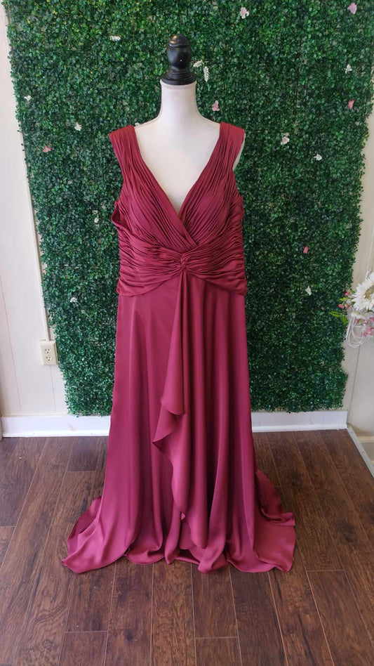 Cameron Blake Burgundy chiffon formal dress