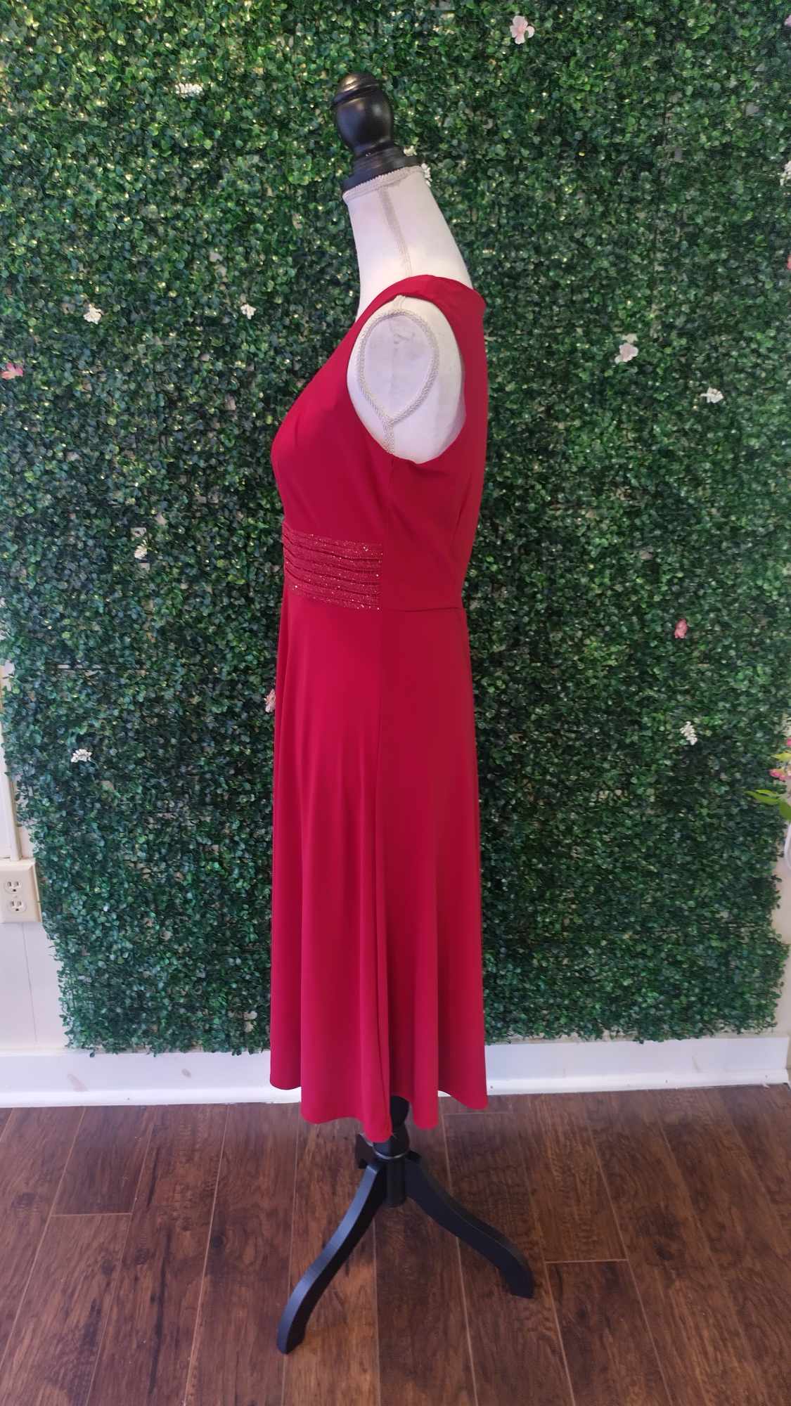 Red tea length formal dress