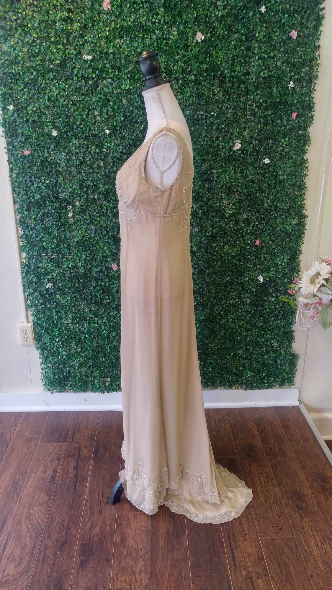 Cameron Blake beige formal dress