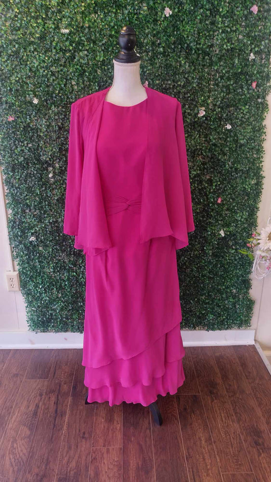 Hot pink formal dress with jacket