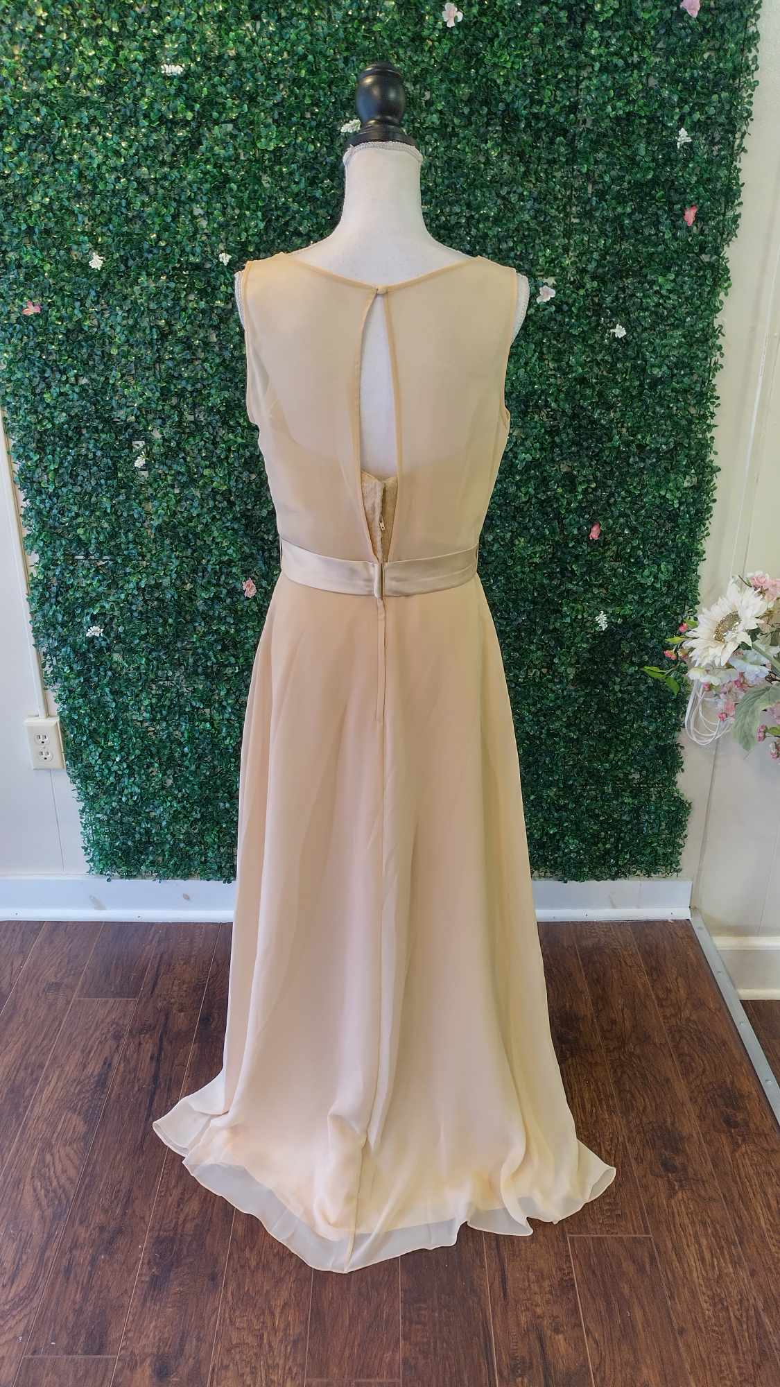 Pretty Maids Chiffon full length champagne formal dress