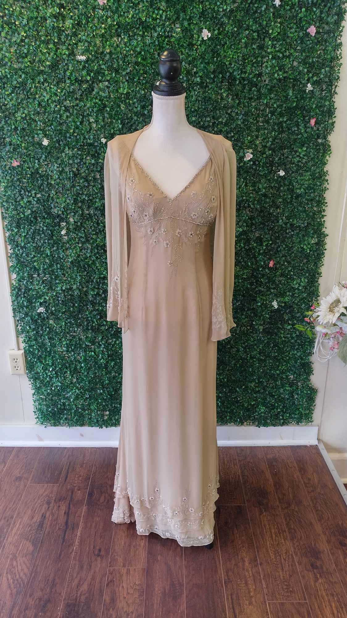 Cameron Blake beige formal dress