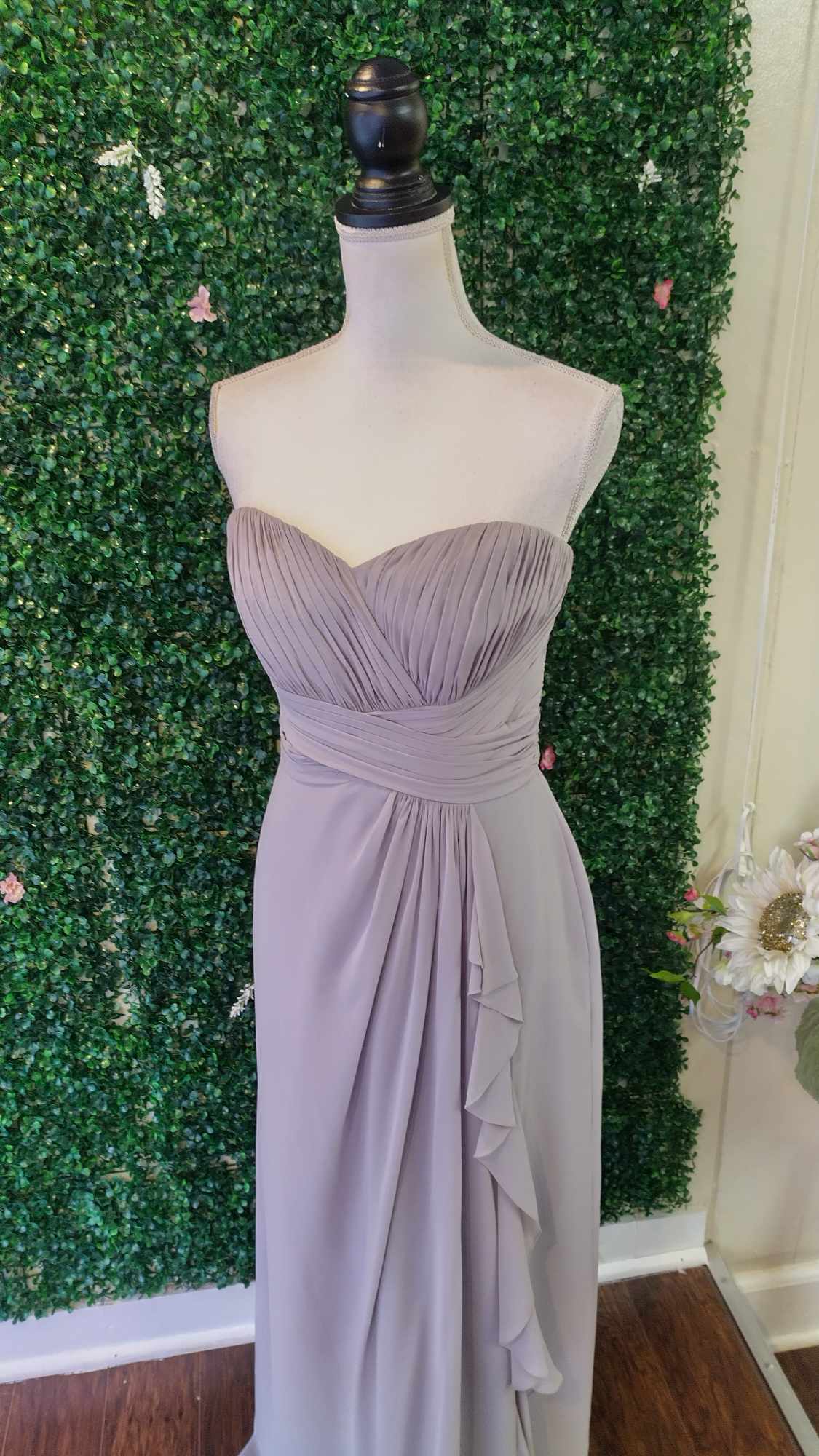 Gray sweetheart chiffon formal dress