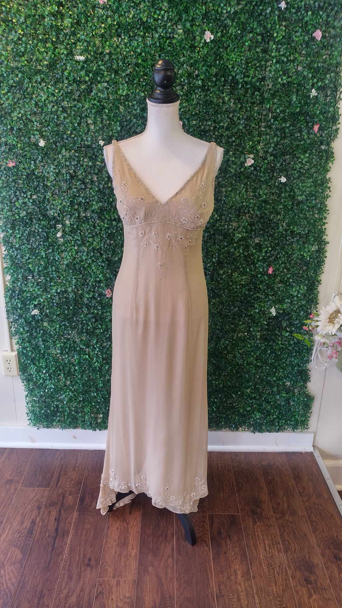 Cameron Blake beige formal dress