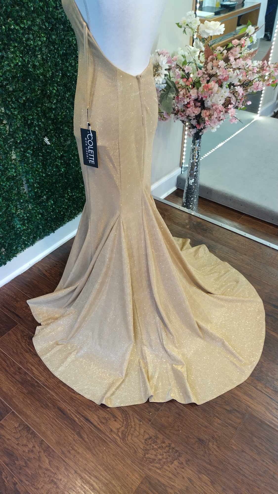 Collete Mon Cheri Gold Mermaid prom dress