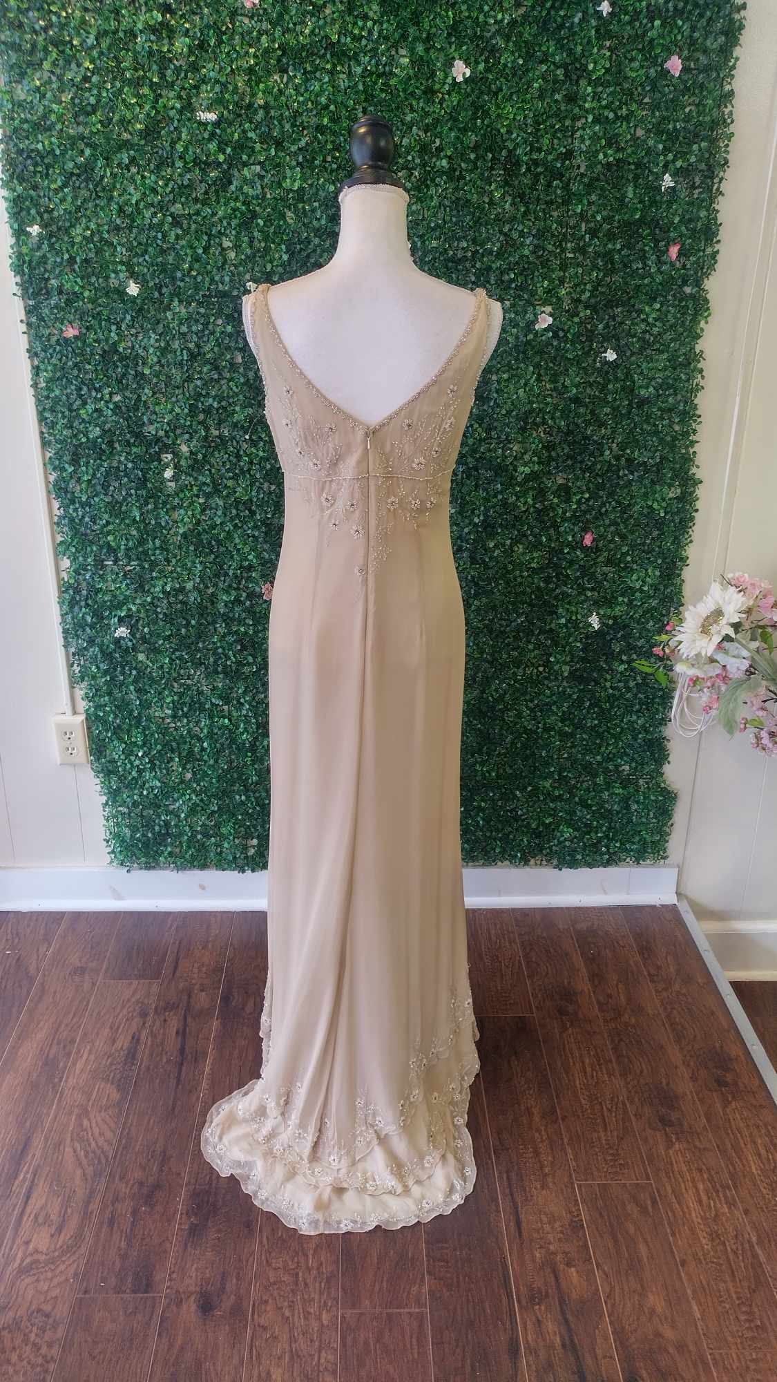 Cameron Blake beige formal dress