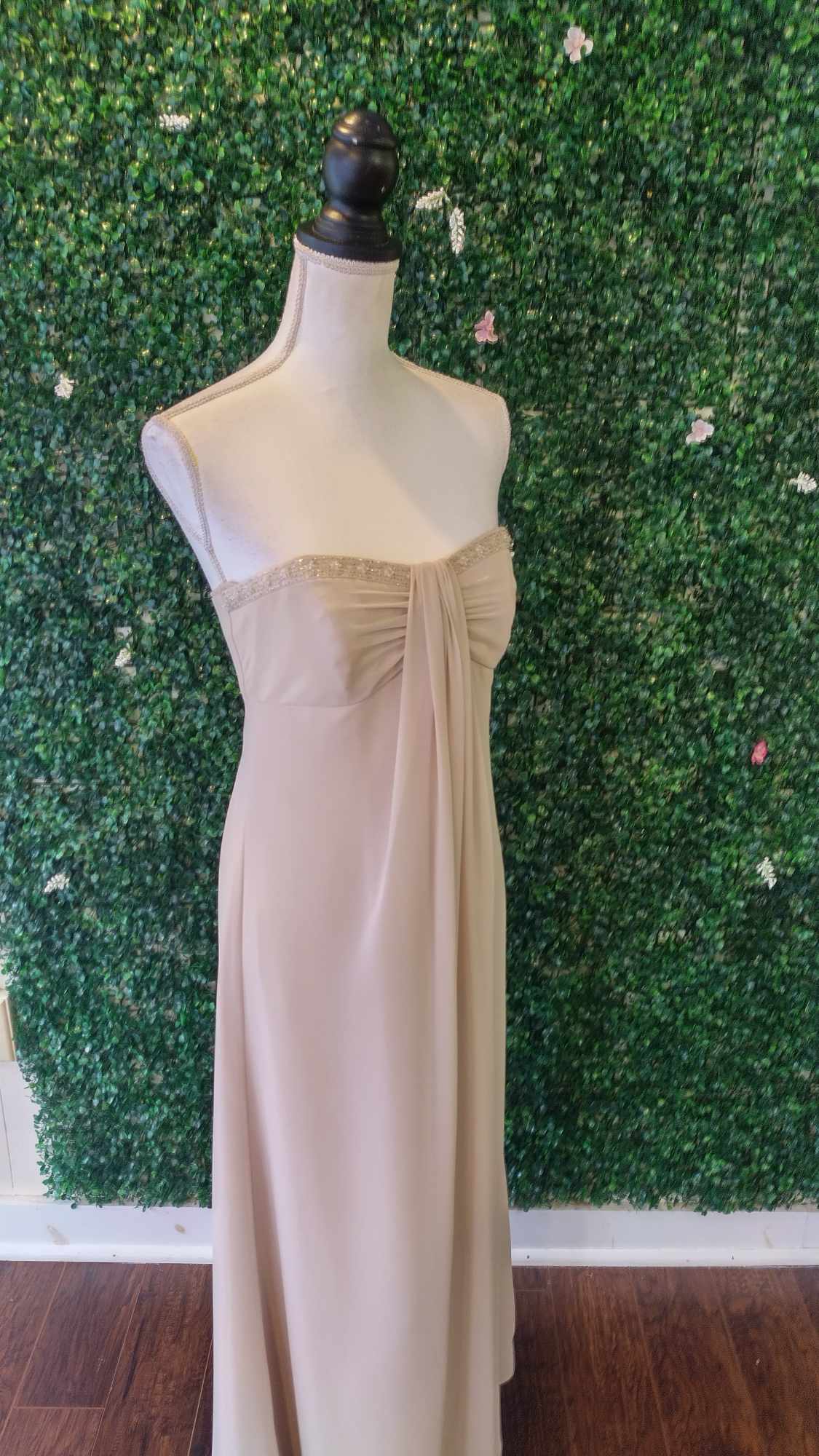 David's bridal beige chiffon formal dress