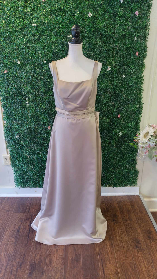 Alfred Angelo taupe satin formal dress