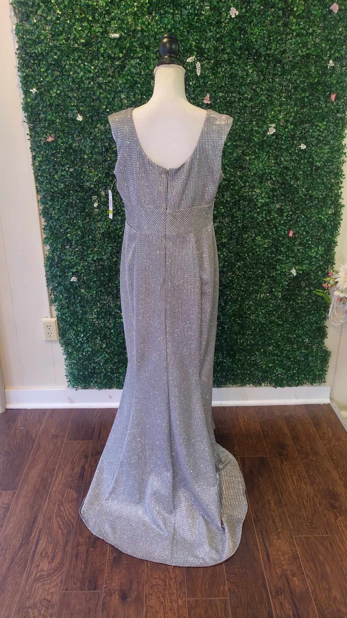 R & M Richards silver sparkle formal dress