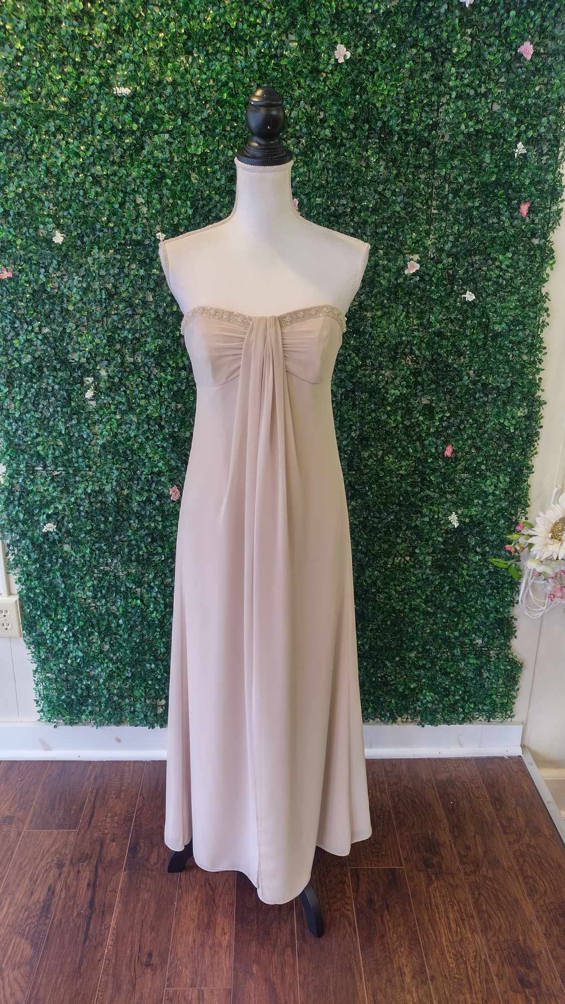 David's bridal beige chiffon formal dress