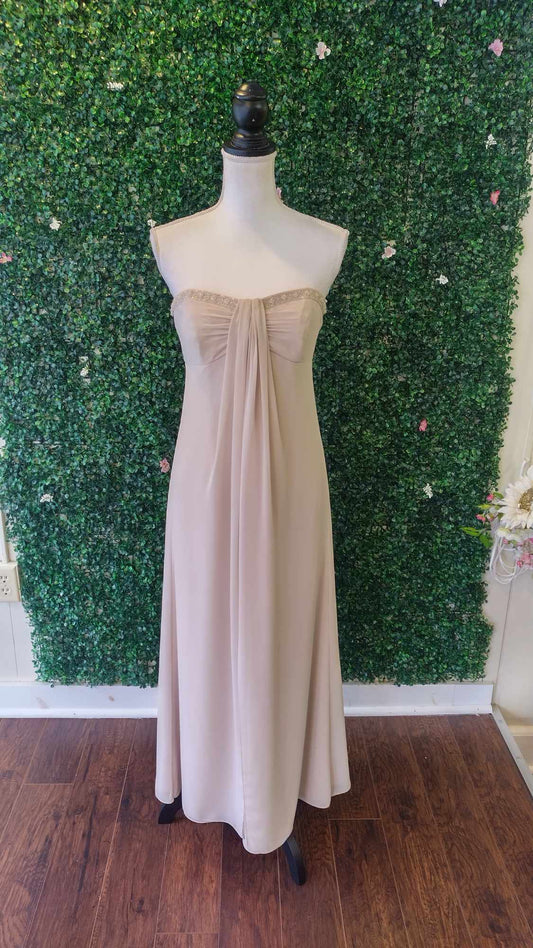 David's bridal beige chiffon formal dress