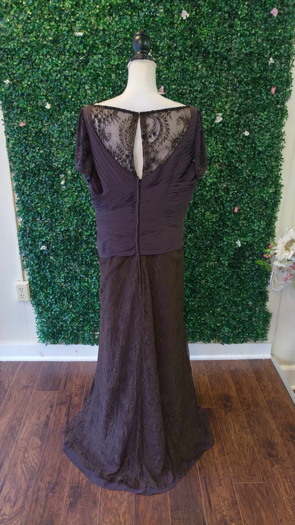 Romantic bridals floral lace chocolate formal dress