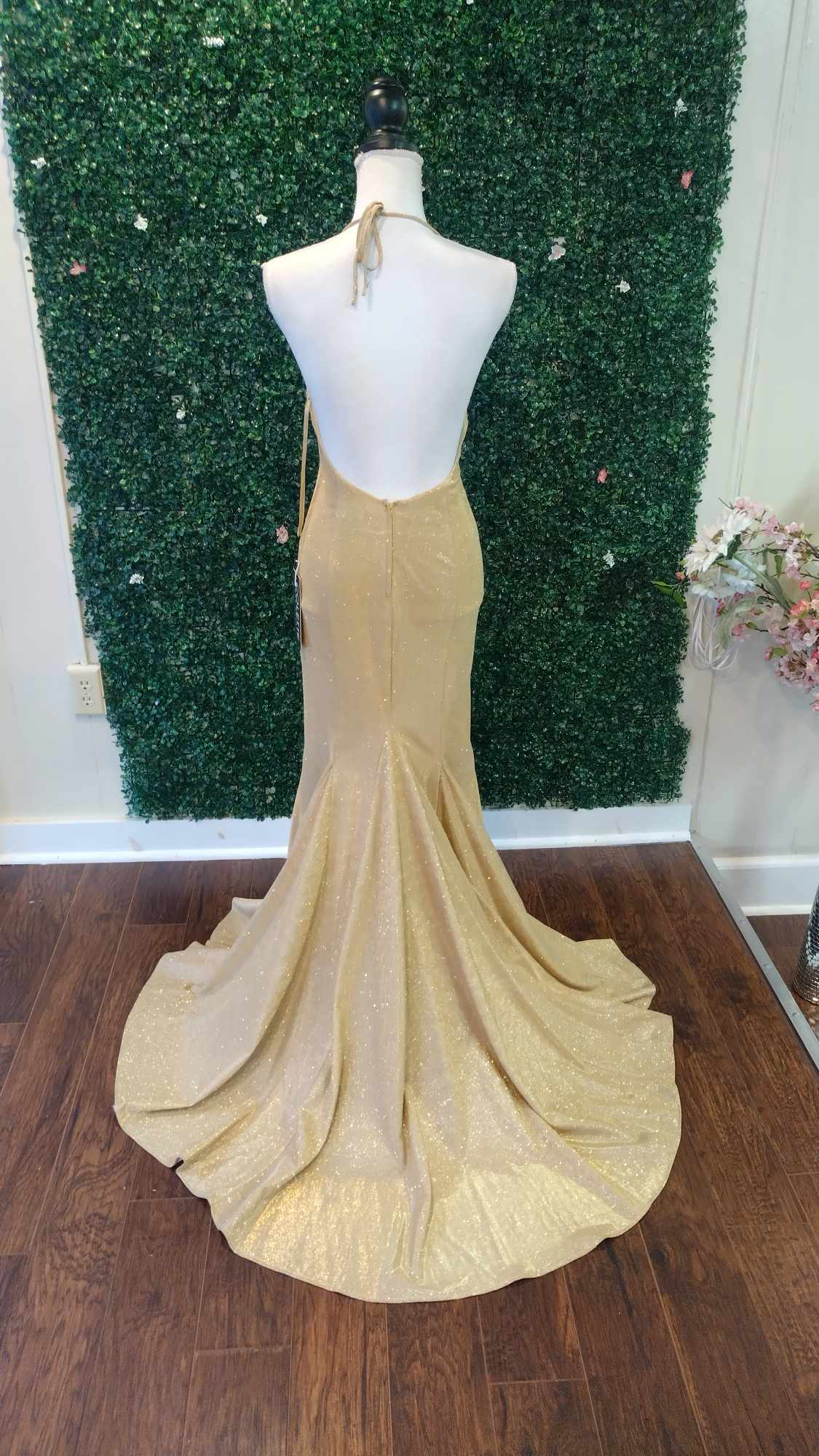 Collete Mon Cheri Gold Mermaid prom dress