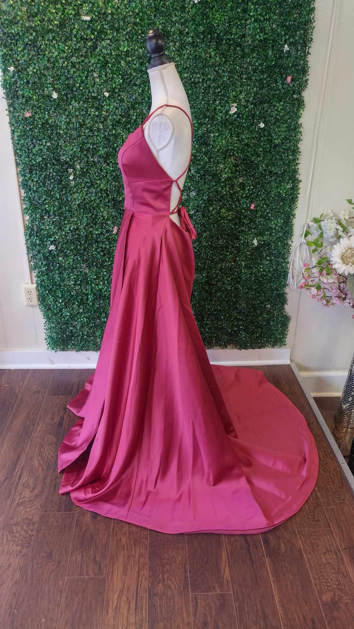 Burgundy Satin Bridesmaids Dress