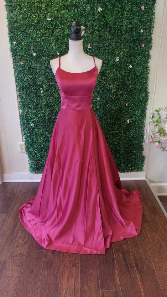 Burgundy Satin Bridesmaids Dress