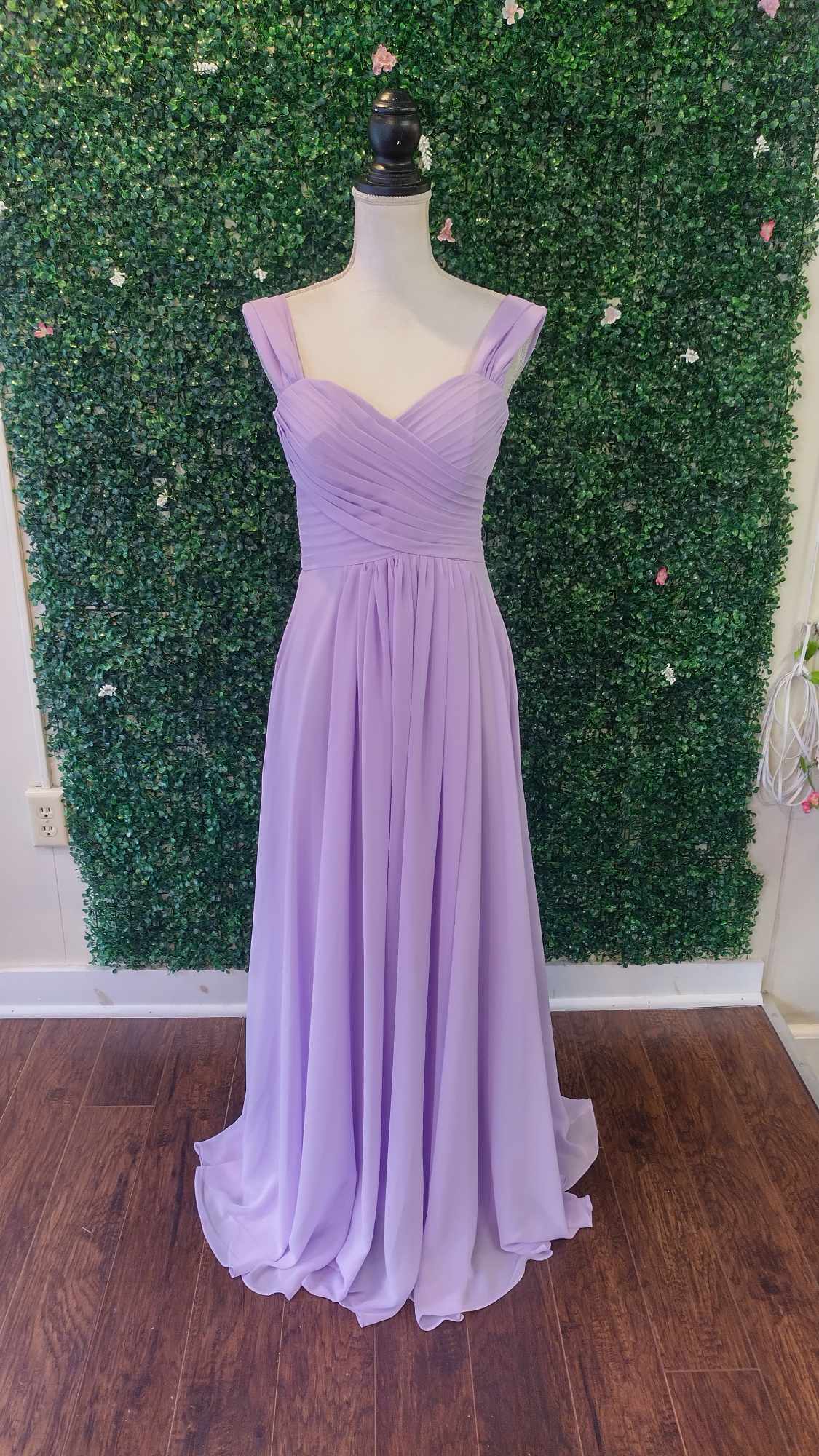 Lavender sweetheart chiffon bridesmaids dress