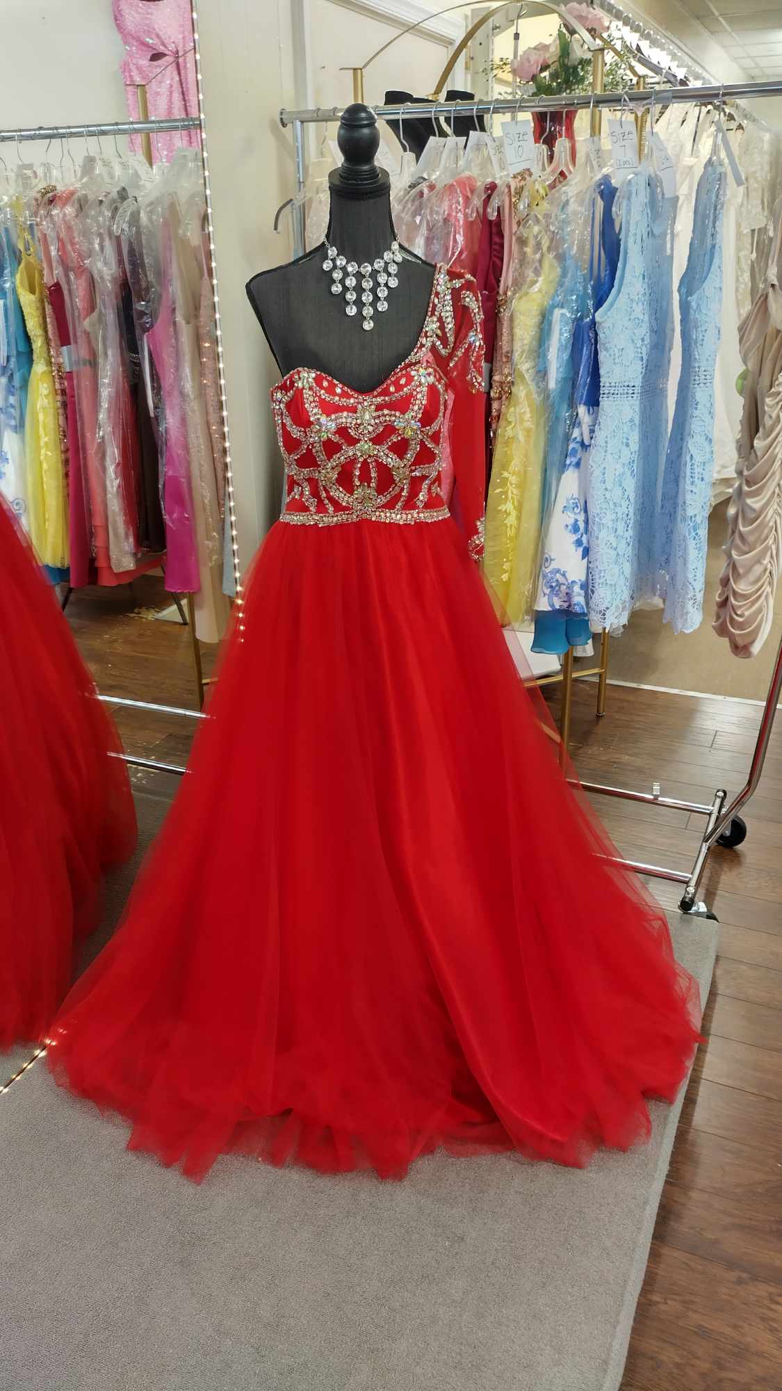 Party Time Red One Shoulder Ball Gown