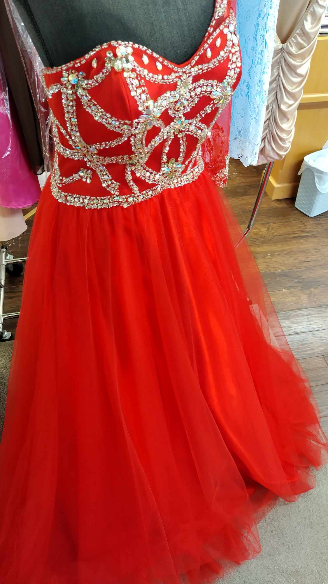 Party Time Red One Shoulder Ball Gown