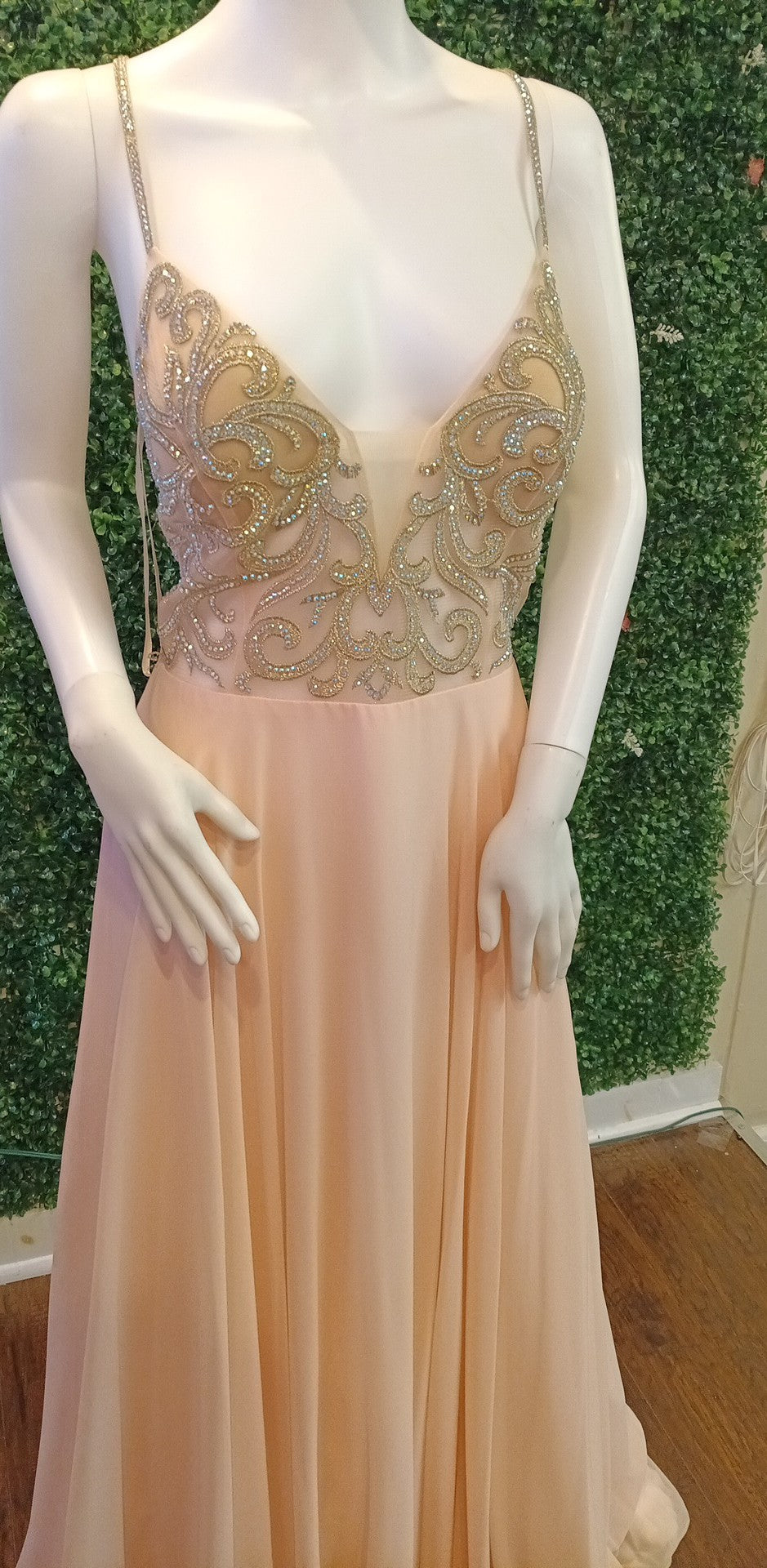 Glow Collection blush pink chiffon dress