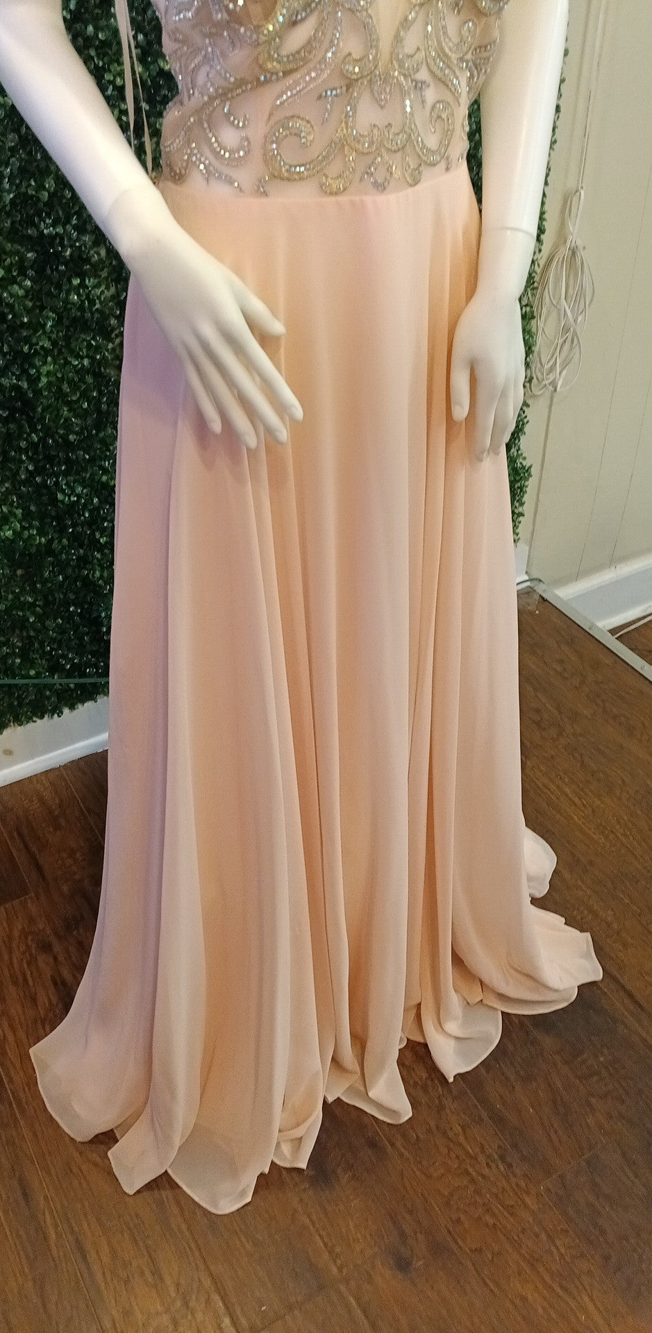 Glow Collection blush pink chiffon dress