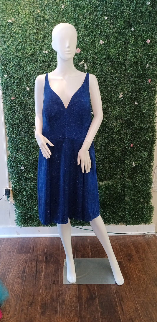 Plus size sparkly royal blue fit and flare