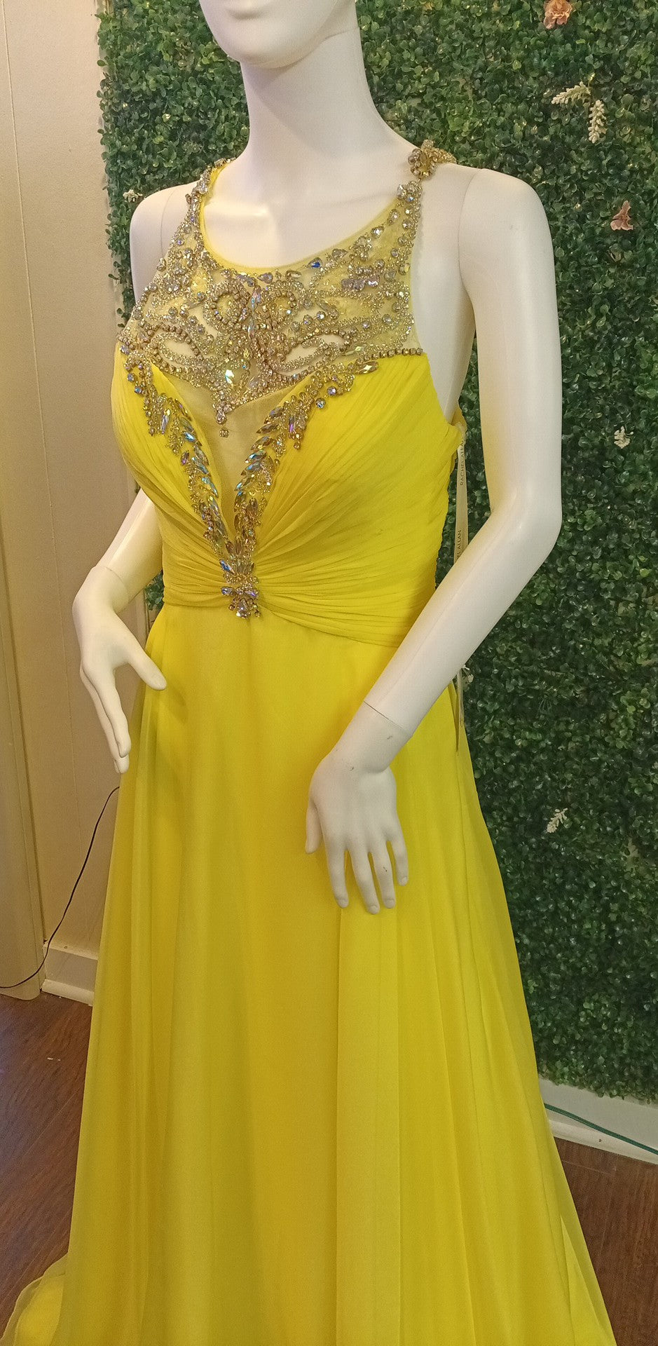 Rachel Allan Yellow Chiffon Dress