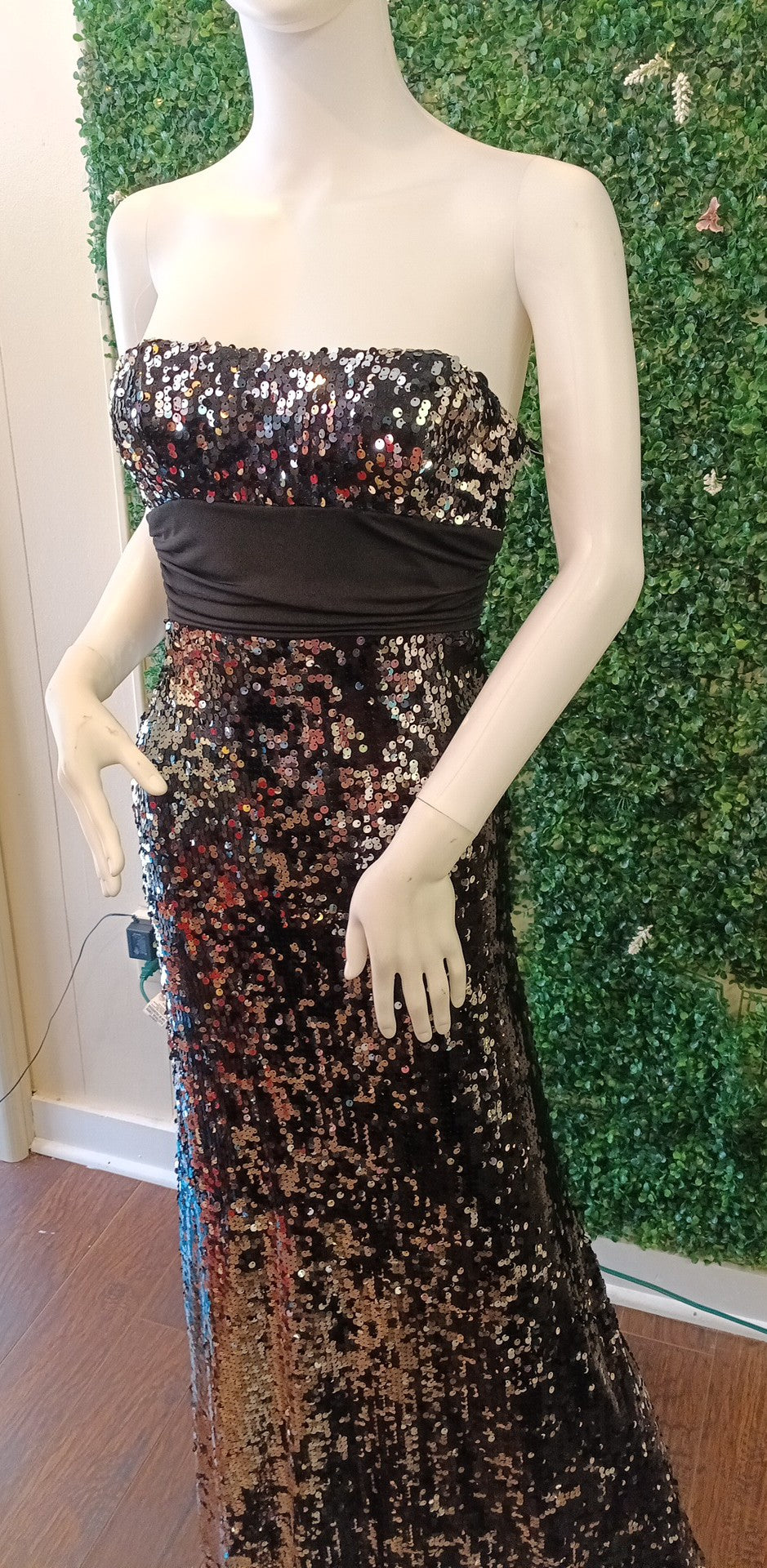 Black silver Sequin prom formal dress