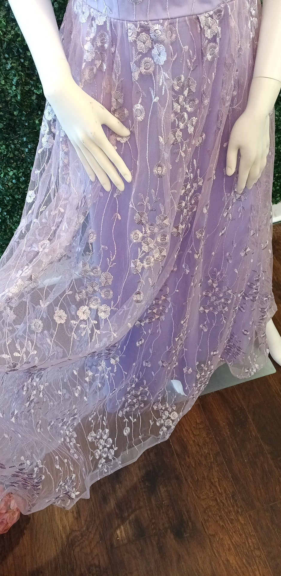 Lavendor Floral Chiffon Prom Dress