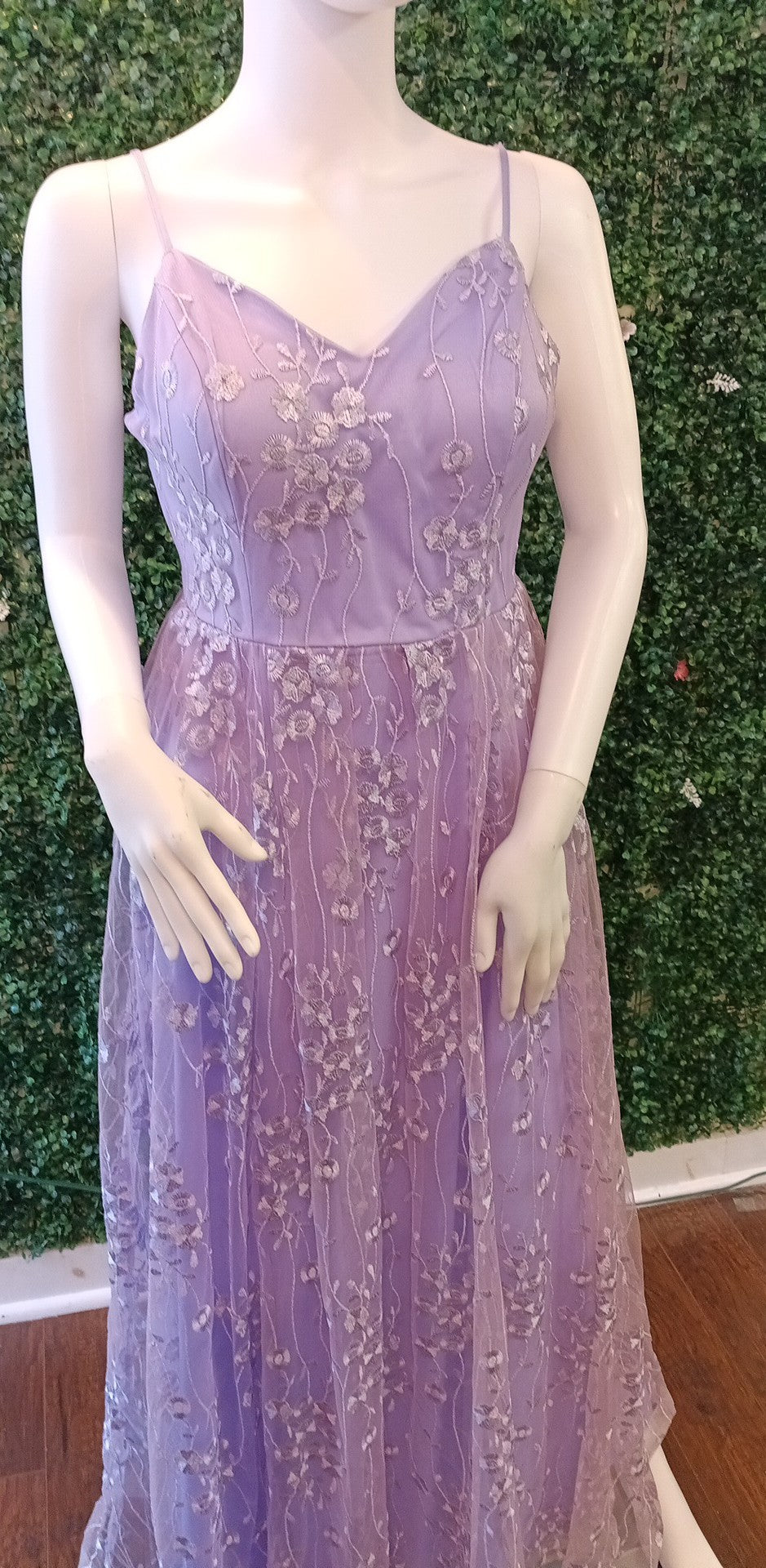 Lavendor Floral Chiffon Prom Dress