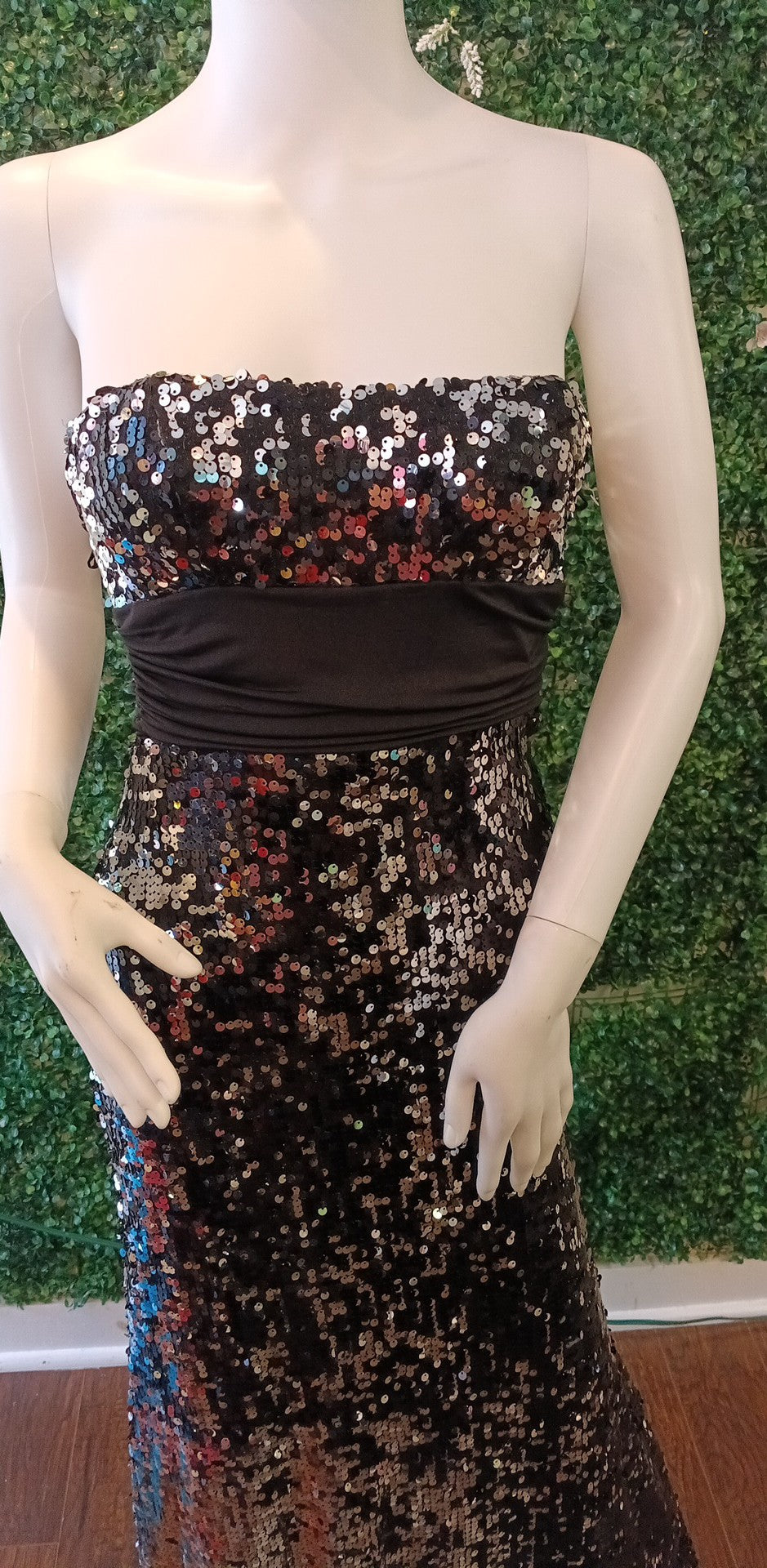 Black silver Sequin prom formal dress