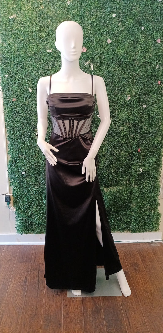 Black Satin Prom Formal