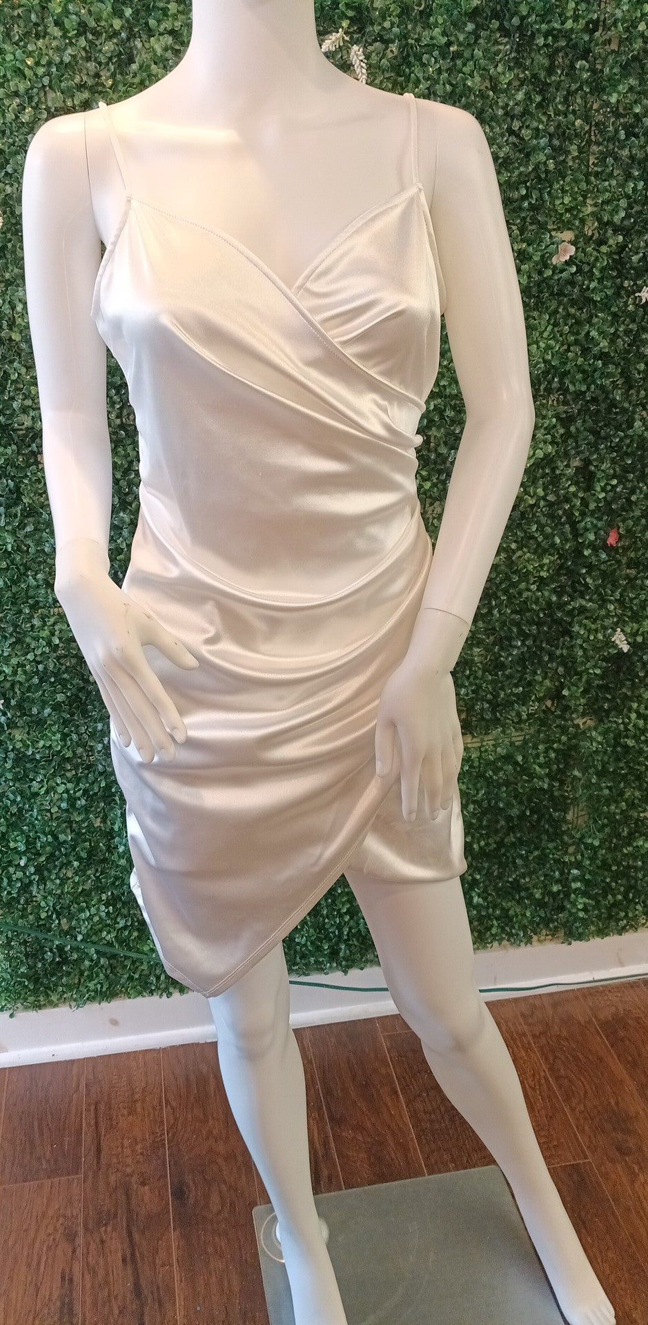 White Satin Bodycon Dress