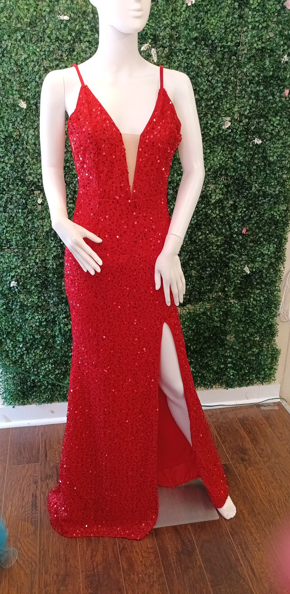 Red Spaghetti Strap Prom Dress