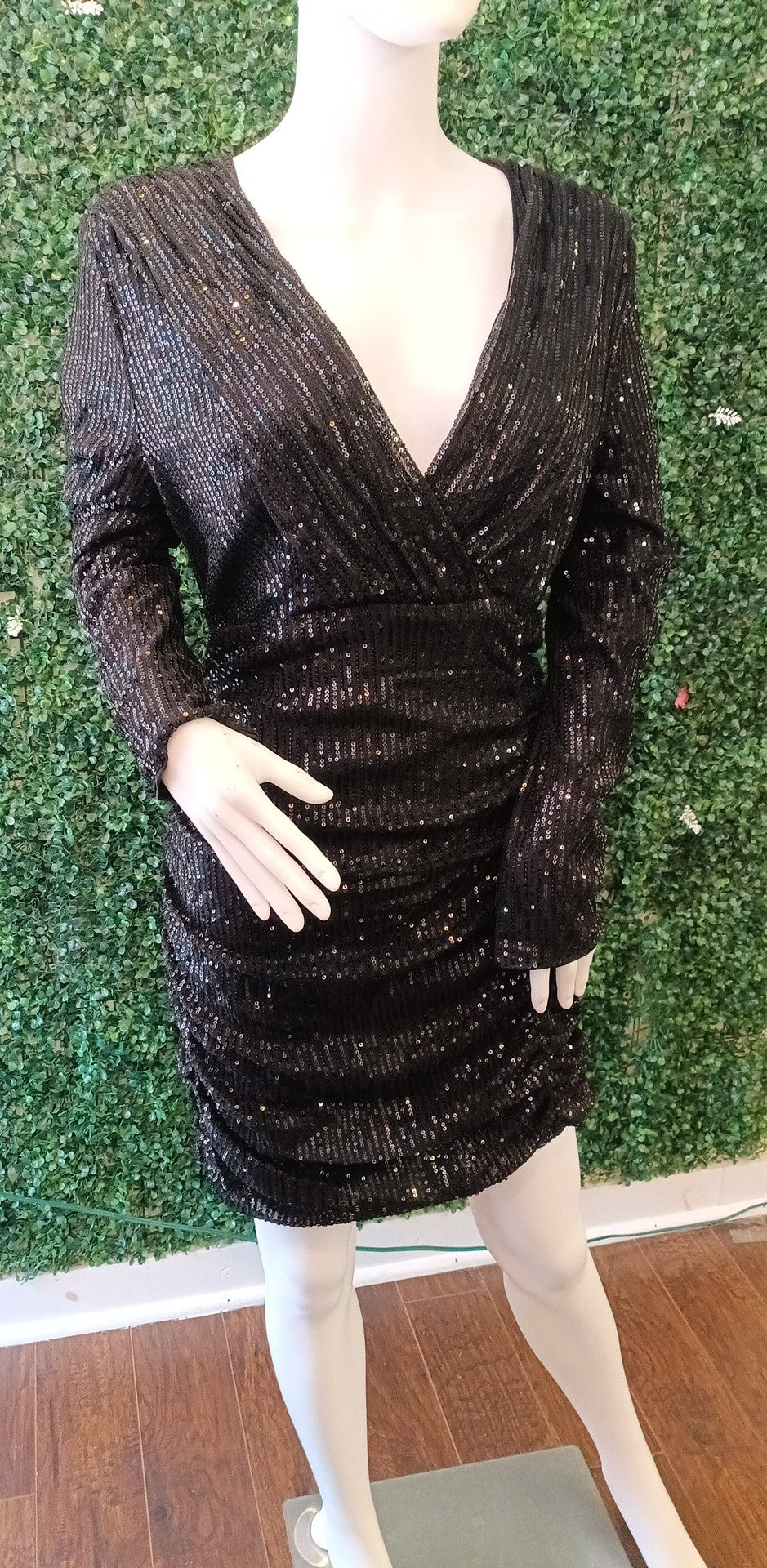 Black long sleeve sequin hoco