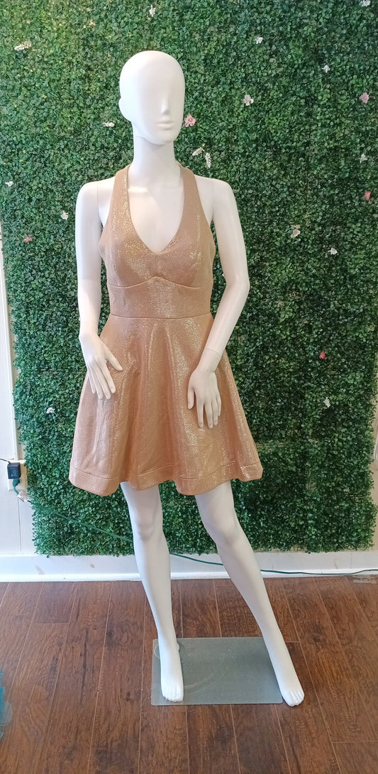 Teeze me gold fit and flare dress