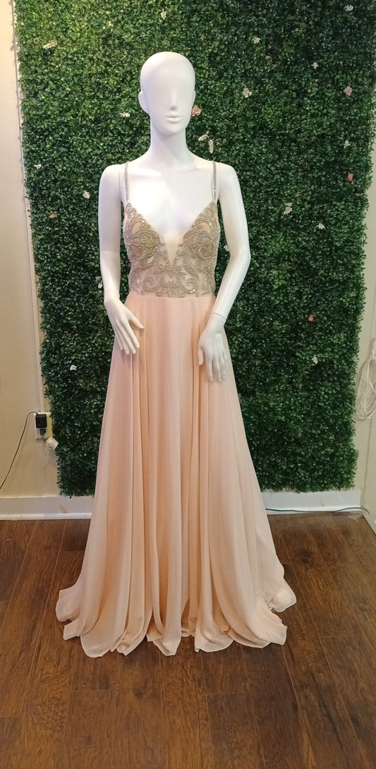 Glow Collection blush pink chiffon dress