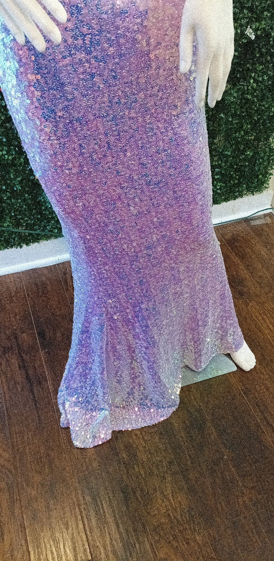 Off shoulder sequin lavender couture prom dress