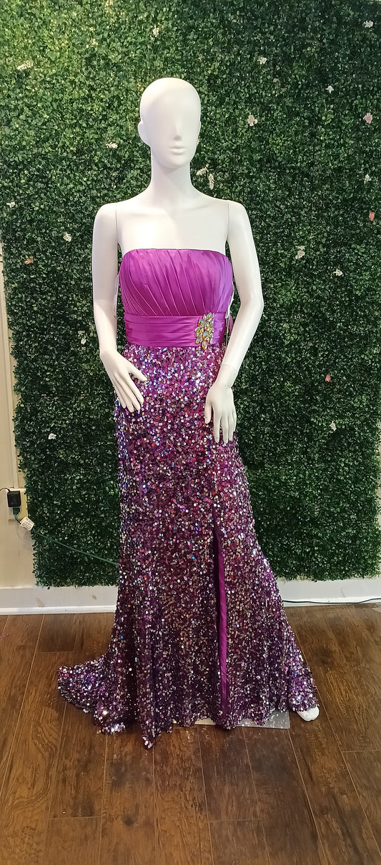 Studio 17 Purple sequin prom dress