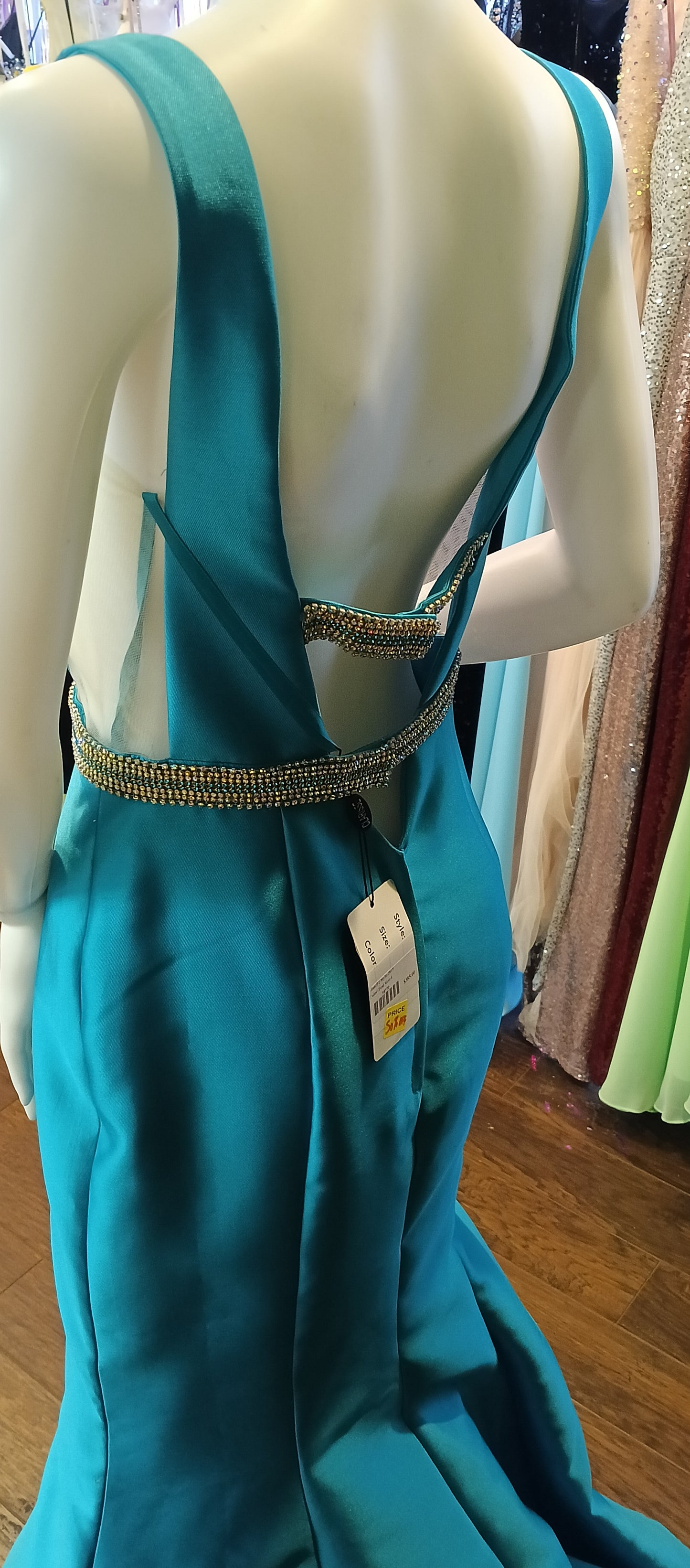 Clariss teal mermaid prom dress