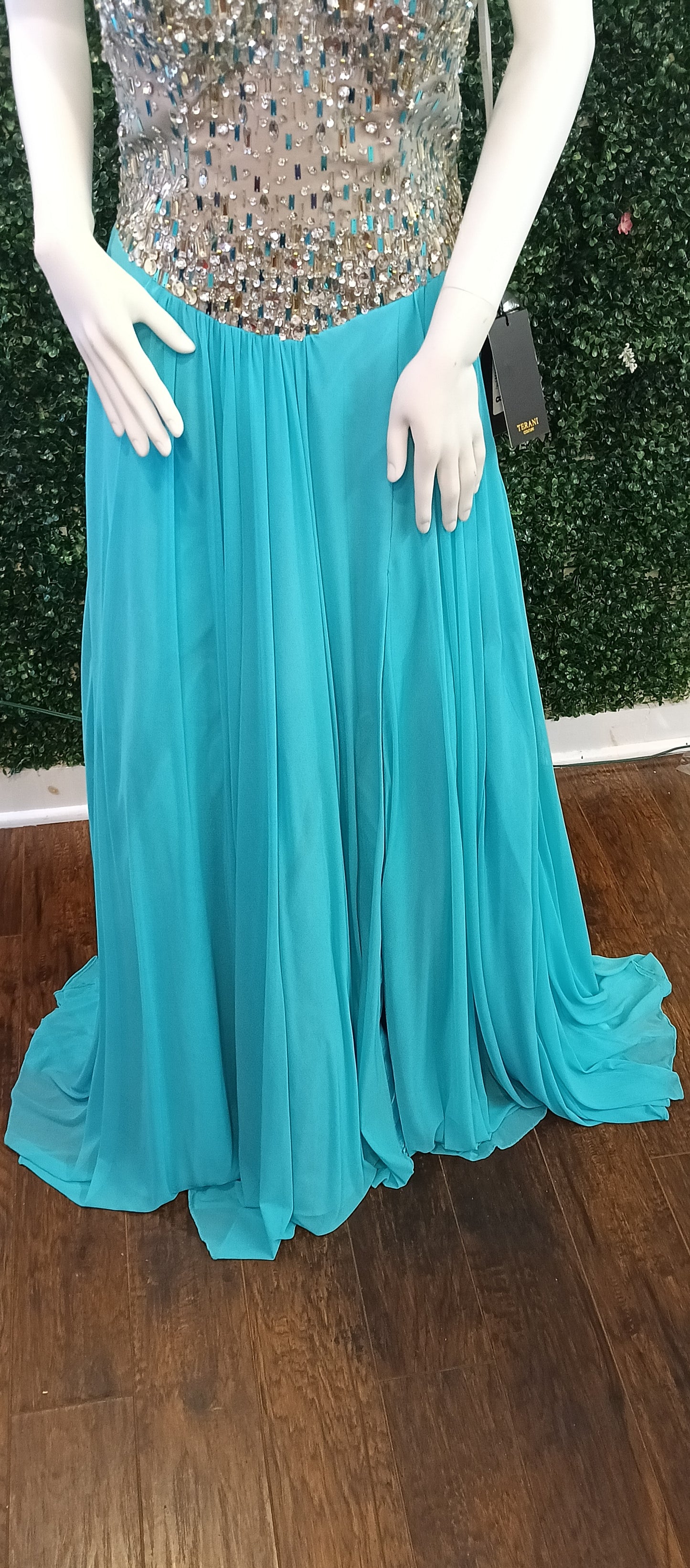 Terani couture baby blue chiffon