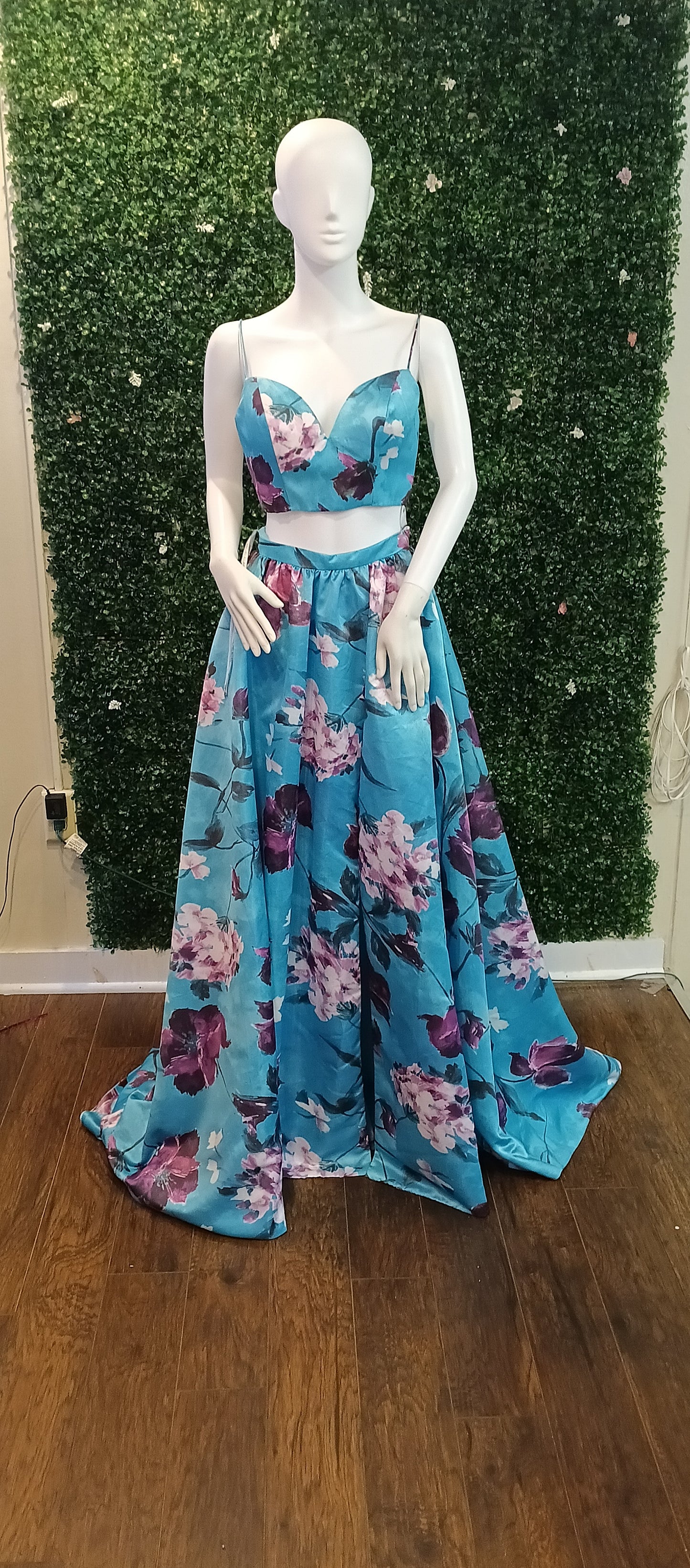 Rachel Allan 2 piece floral prom dress