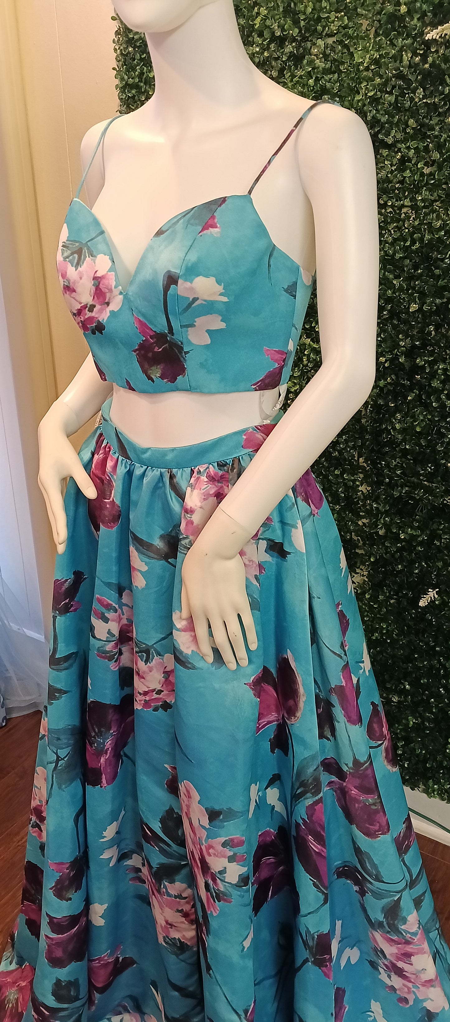 Rachel Allan 2 piece floral prom dress