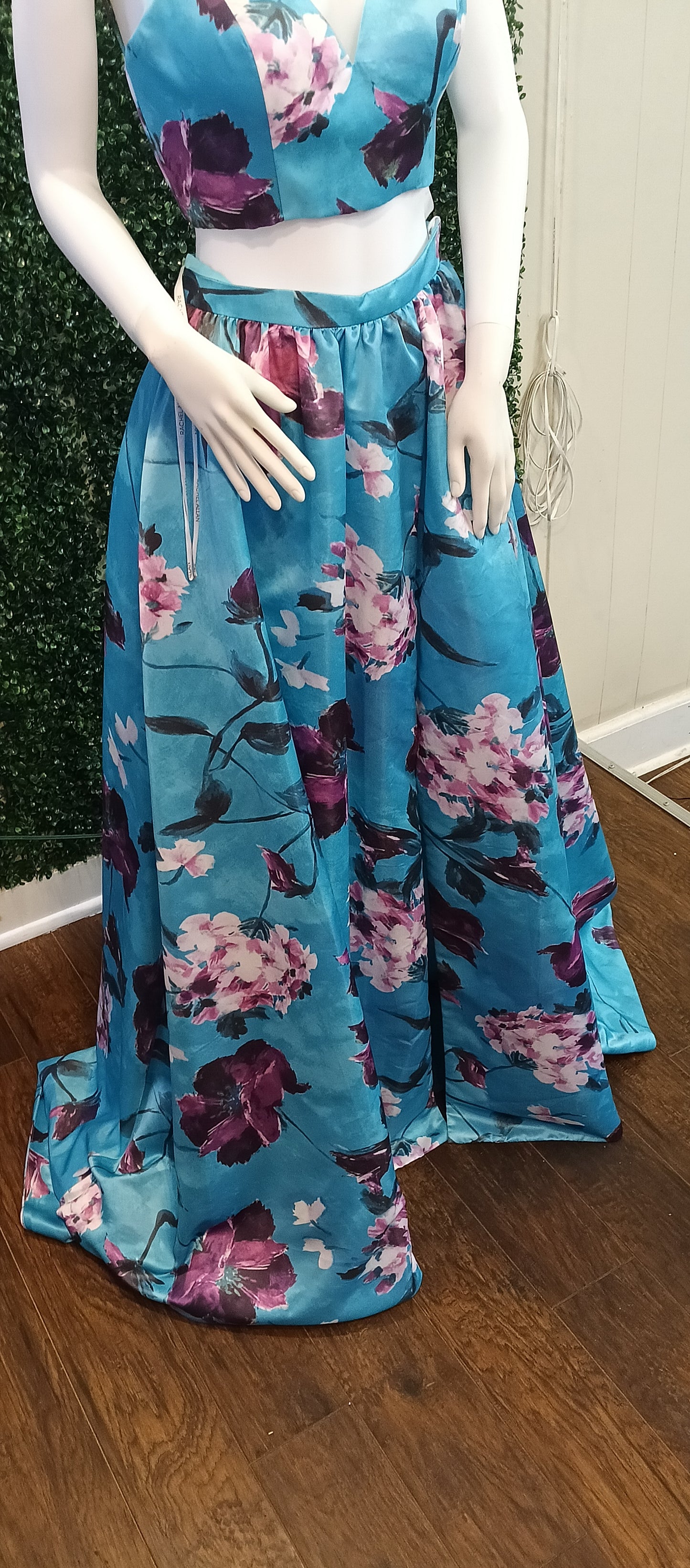 Rachel Allan 2 piece floral prom dress